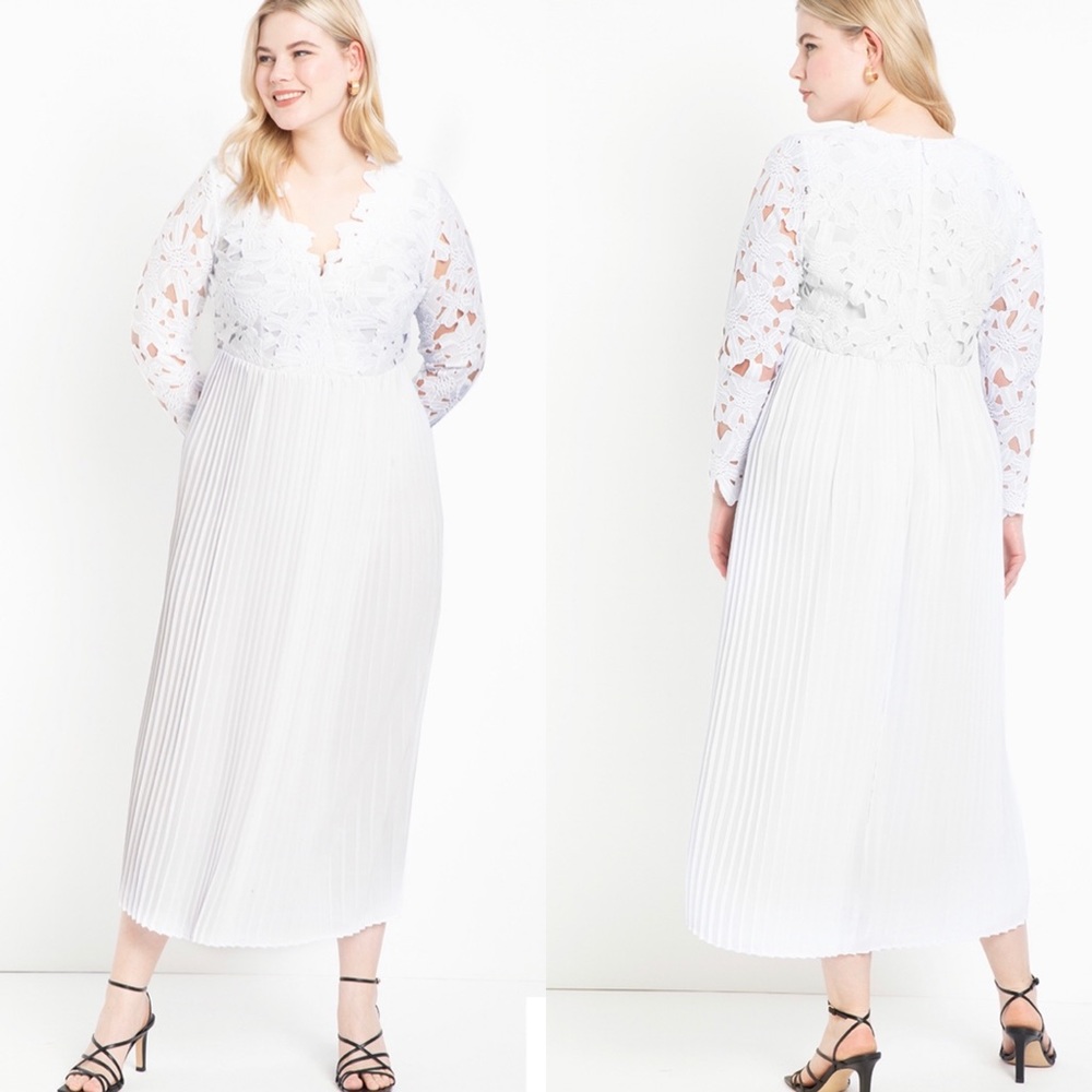 Bridal White Lace Bodice Plus Size Maxi Gown
